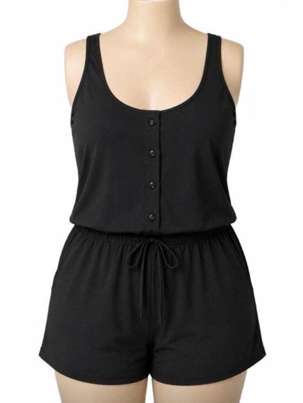 Summer Mae Plus Size Swim Romper with Pockets Black One Piece Modest 22W NWOT